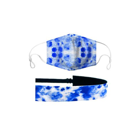 Blue Splatter Mask Headband Set