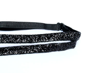 Double Skinny Black Sparkle Headband