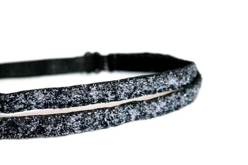 Double Skinny Charcoal Sparkle Headband