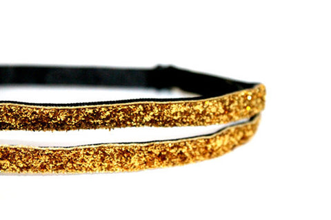 Double Skinny Gold Sparkle Headband