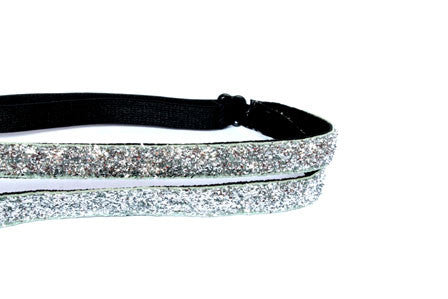 Double Skinny Silver Sparkle Headband