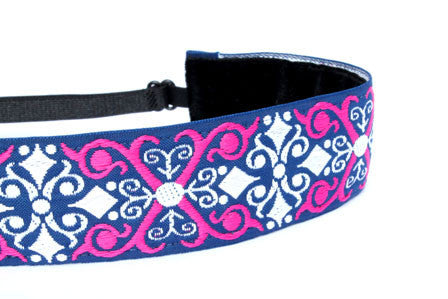 Wide Navy and Pink Jacquard Headband