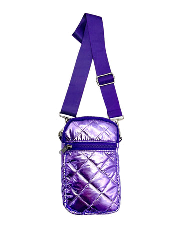 Purple Puffer Messenger Phone Bag