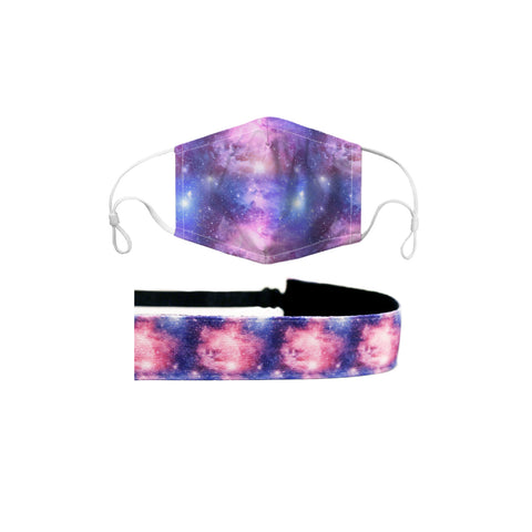 Pink Galaxy Mask Headband Set