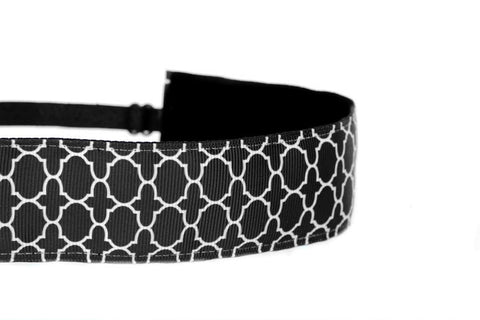 Wide Black Quatrefoil Headband