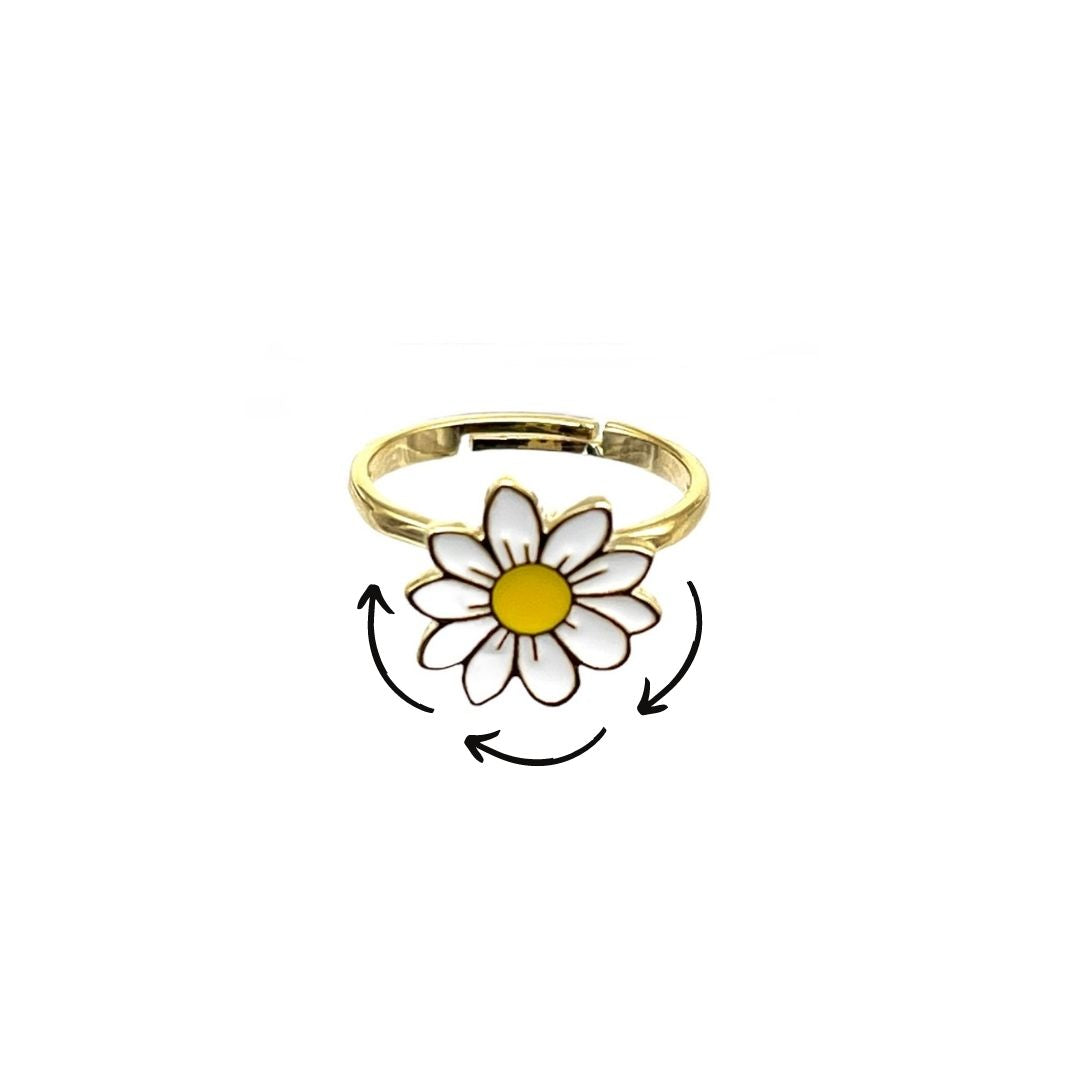 fredelig I tide beholder Daisy Spinner Ring | Mavi Bandz