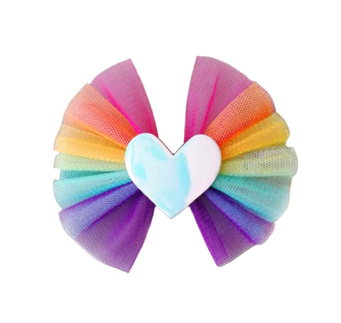 Tulle Heart Hair Bow