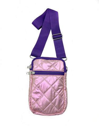 Shimmer Puffer Messenger Phone Bag