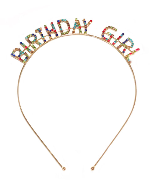 Rainbow Birthday Girl Rhinestone Headband