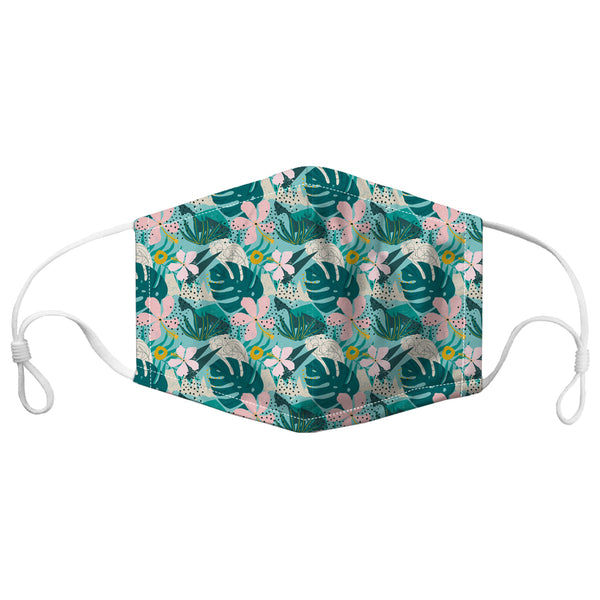 Teal Floral Face Mask