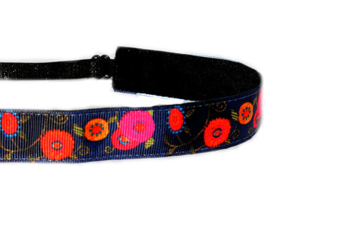 Navy Flowers Headband