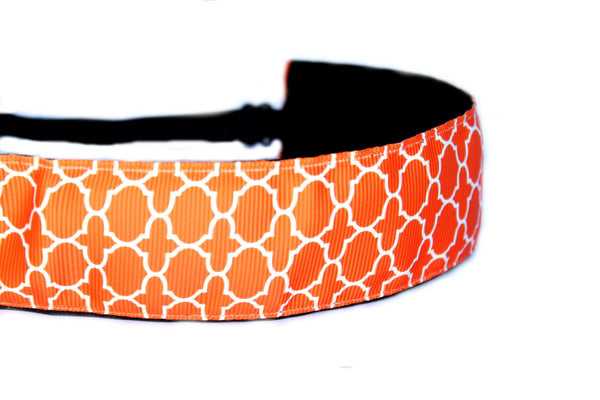 Wide Orange Quatrefoil Headband