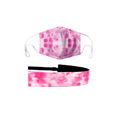 Pink Splatter Mask Headband Set