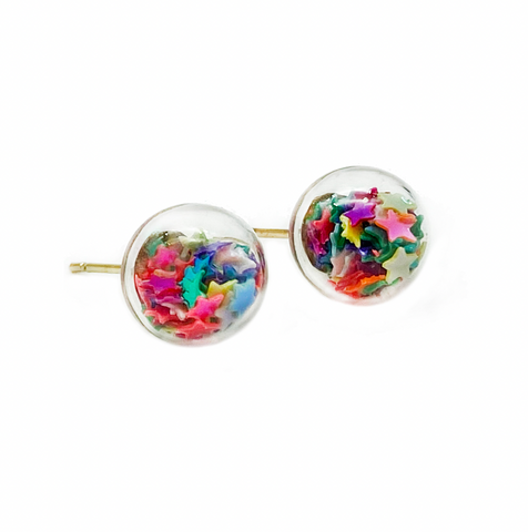 Rainbow Star Confetti Studs