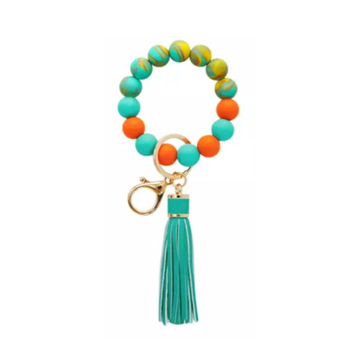 Wallet Wristlet Silicone Bead Tassel Keychains