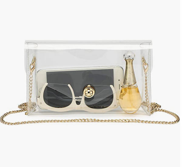 Clear bag with gold chain shop