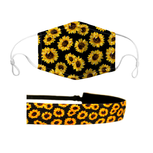 Sunflowers Mask Headband Set
