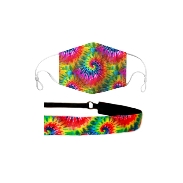 Bright Tie Dye Mask Headband Set
