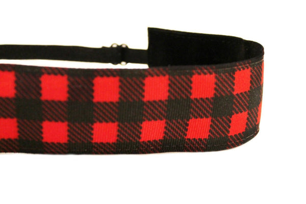 Wide Red Buffalo Plaid Headband