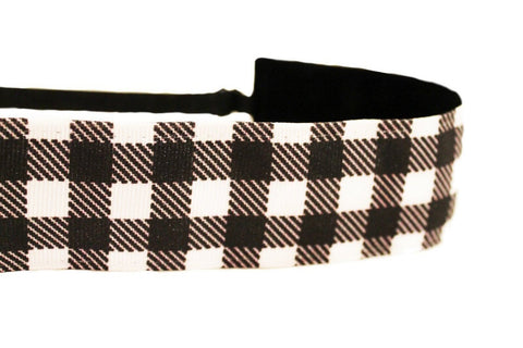 Wide White Buffalo Plaid Headband